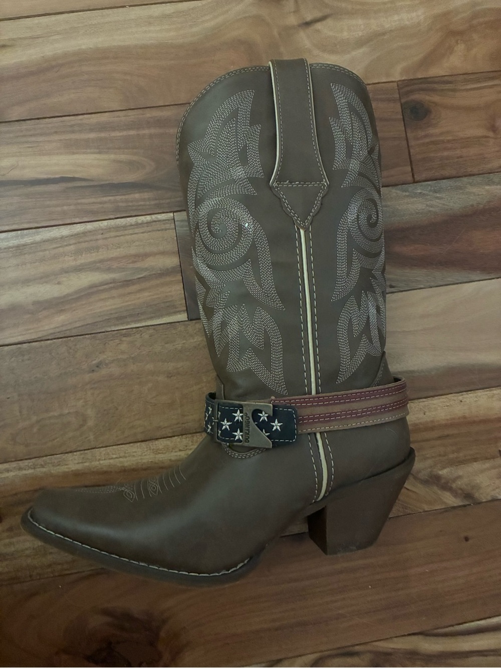 Durango Brown Women's Western Boot with Star Buckle Strap